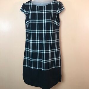 Muse Black White Plaid Cap Sleeve Sheath Dress Women 6